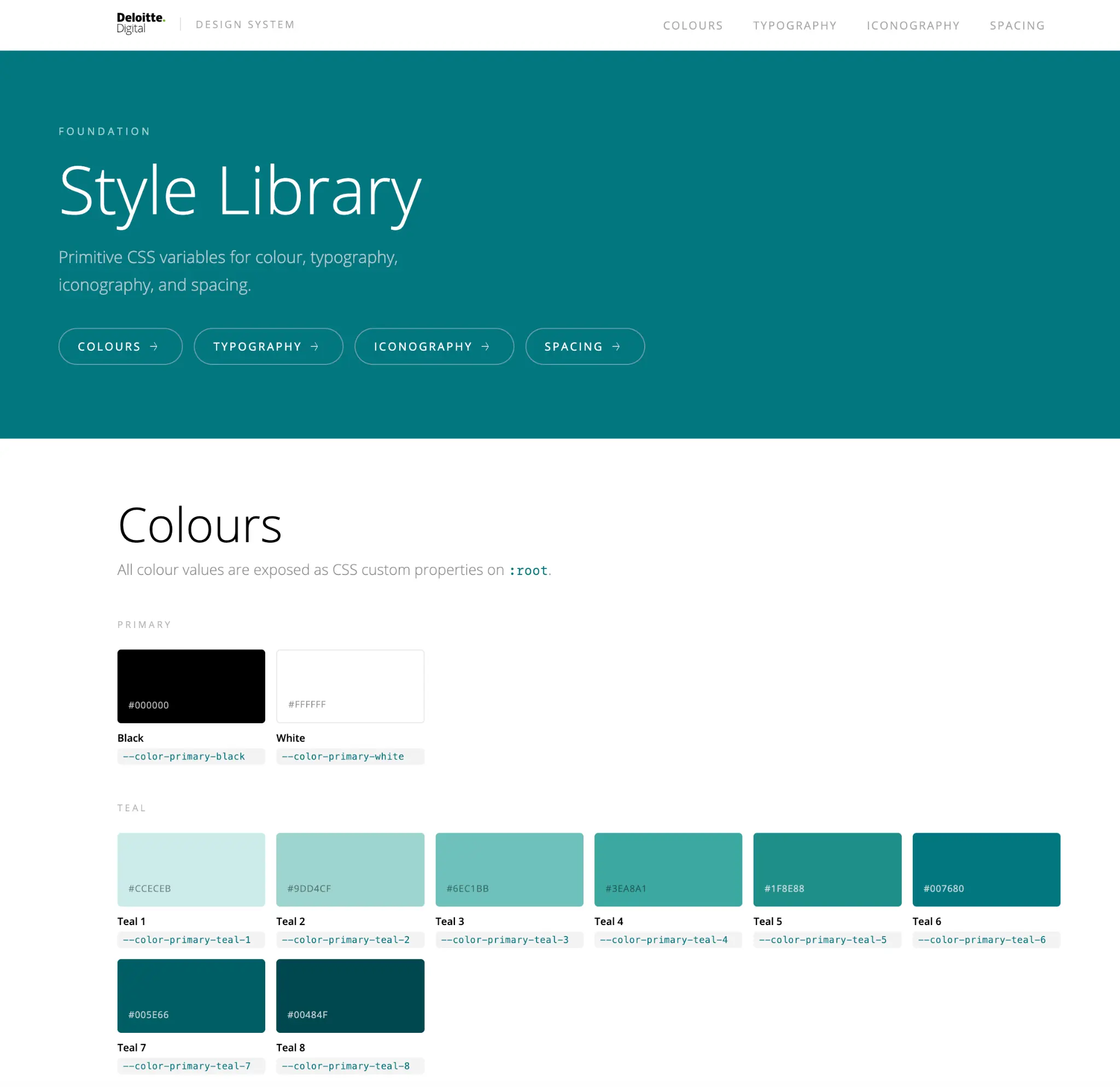 Figma Make design system output showing style-library foundations and colour tokens