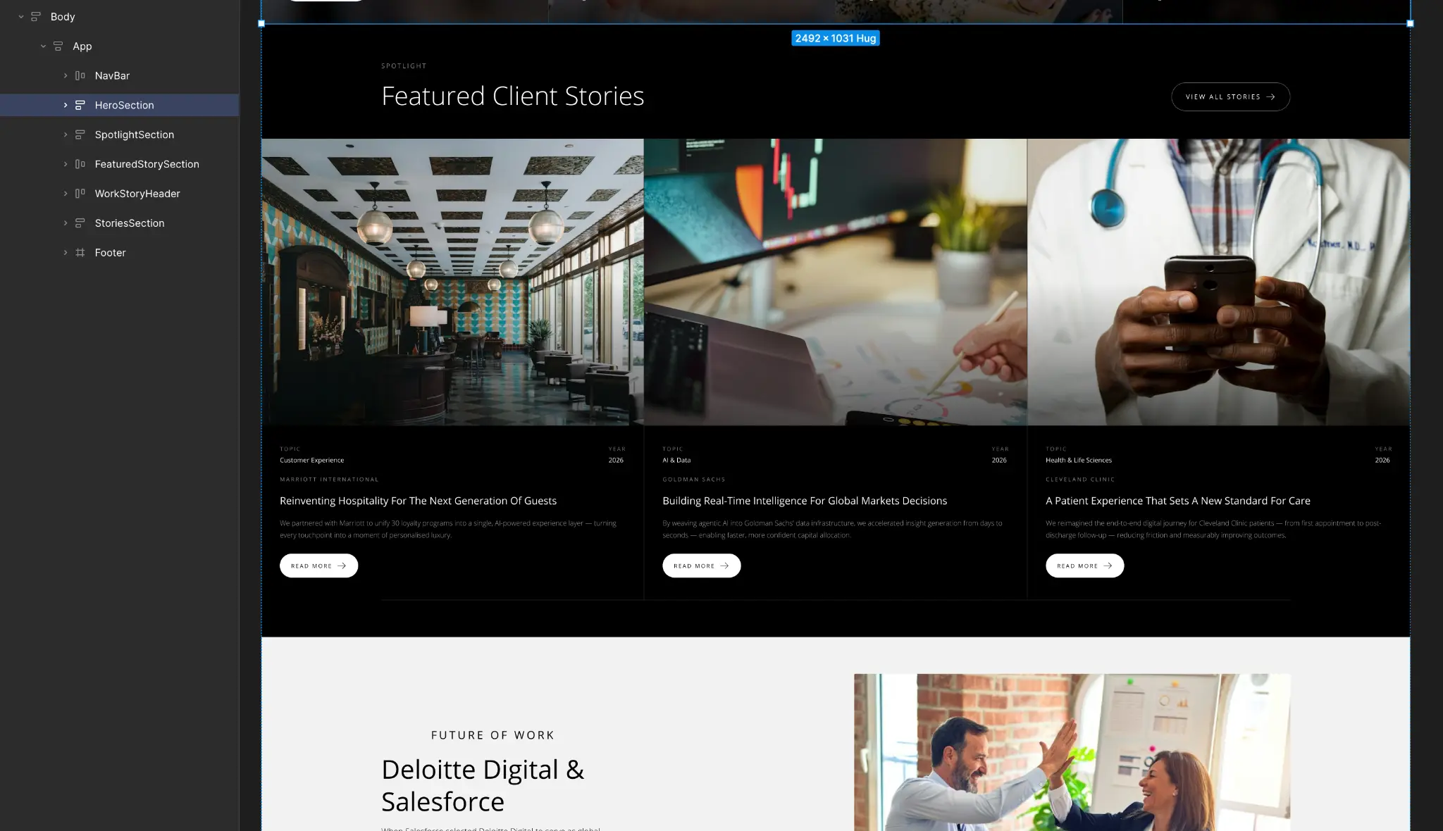 Interactive page prototype built rapidly from an existing design system