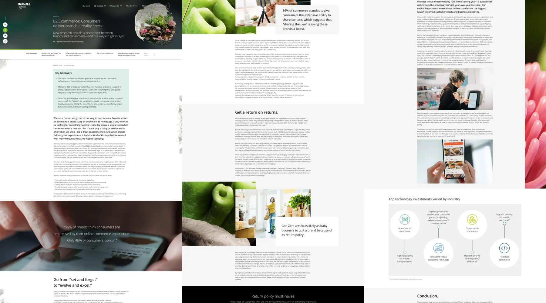 Deloitte Digital long-form research template combining key takeaways, editorial content, data visualisation and conversion prompts